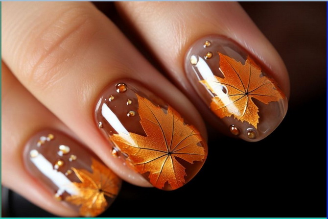 Leaf Manicure for Fall: 6 Stylish Ideas for Your Look 19