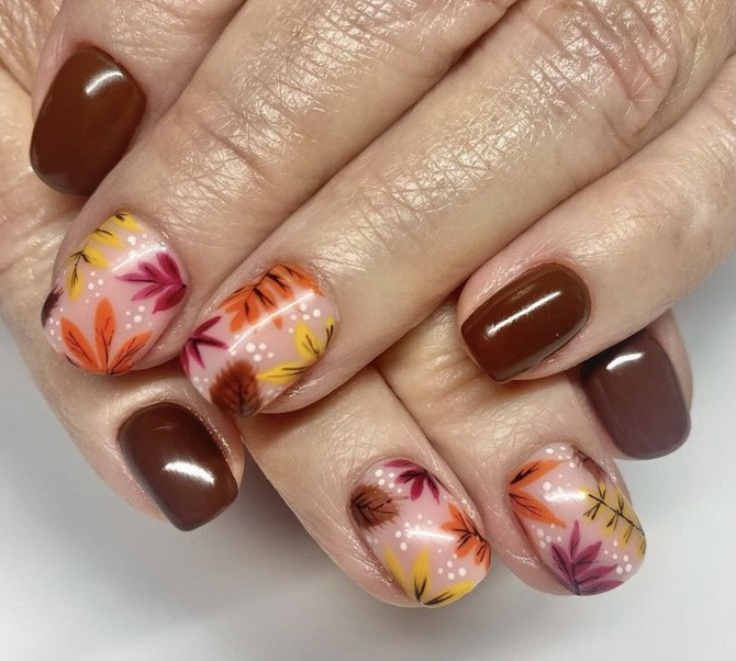 Leaf Manicure for Fall: 6 Stylish Ideas for Your Look 21