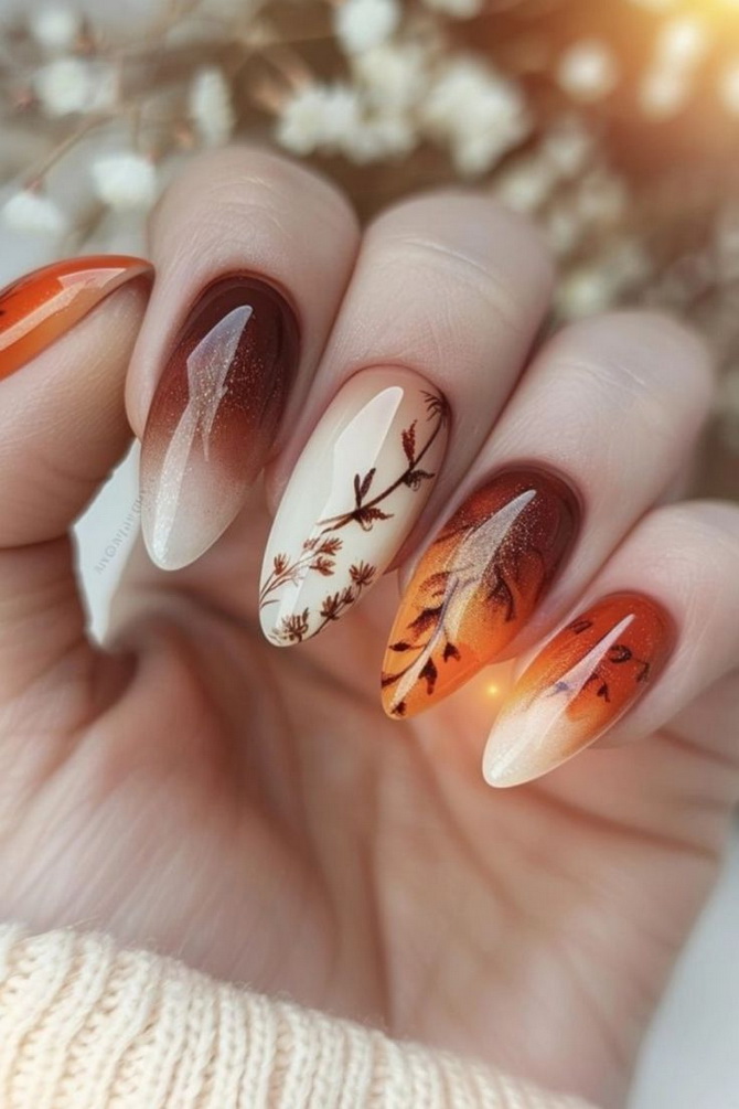 Leaf Manicure for Fall: 6 Stylish Ideas for Your Look 24