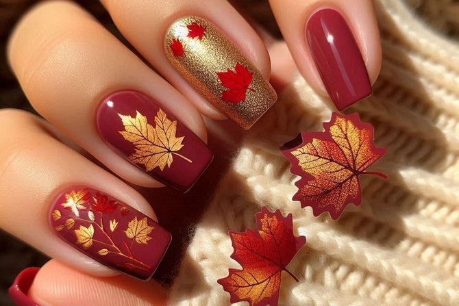 Leaf Manicure for Fall: 6 Stylish Ideas for Your Look 16