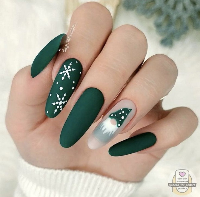 Green New Year’s manicure 2025 for nails of different shapes and lengths 18