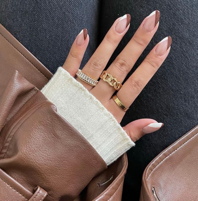 Manicure in the trendy shade Mocha Mousse: the main color of 2025 11