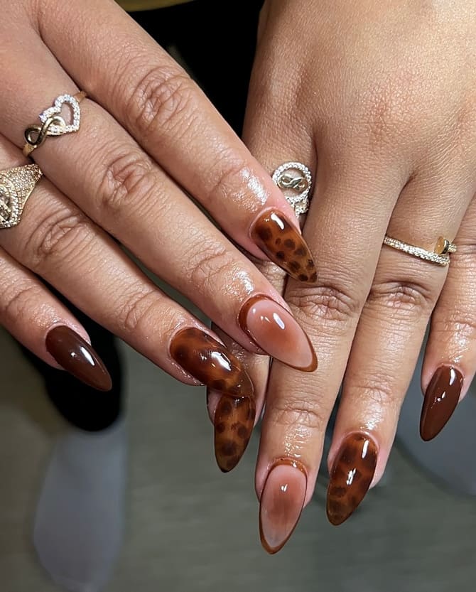 Manicure in the trendy shade Mocha Mousse: the main color of 2025 32