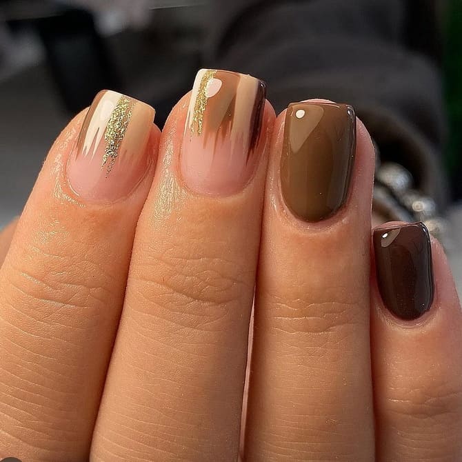 Manicure in the trendy shade Mocha Mousse: the main color of 2025 22