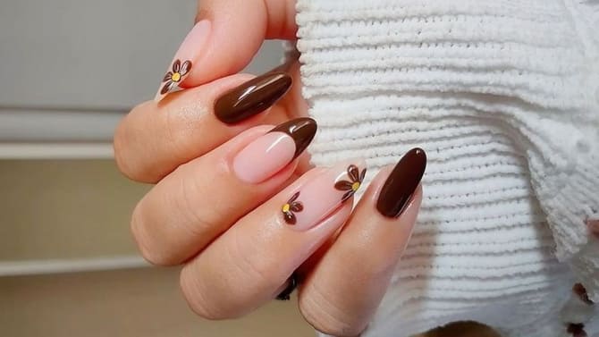 Manicure in the trendy shade Mocha Mousse: the main color of 2025 16