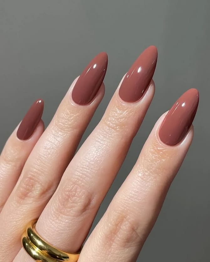 Manicure in the trendy shade Mocha Mousse: the main color of 2025 4