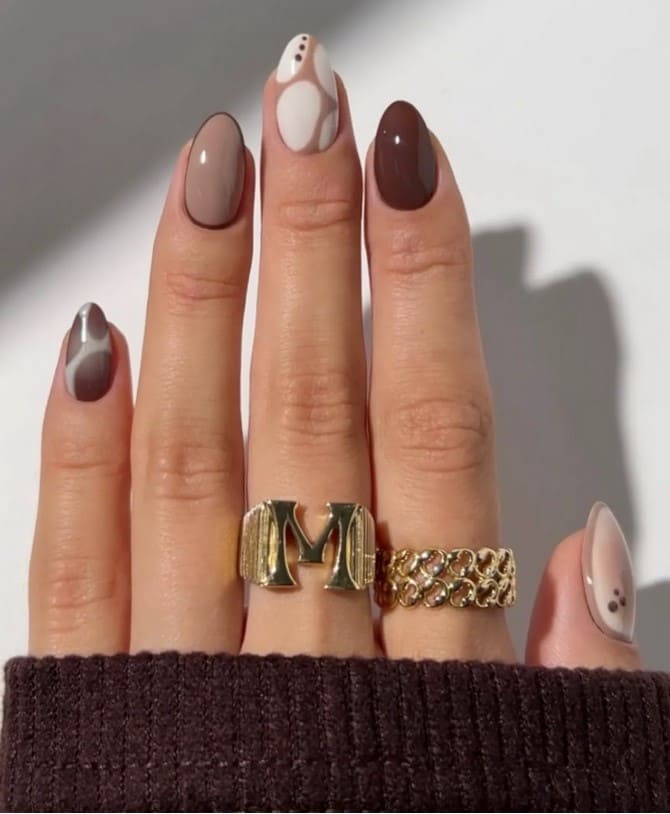 Manicure in the trendy shade Mocha Mousse: the main color of 2025 13