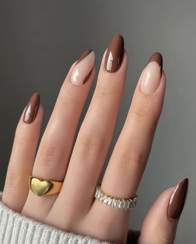 Manicure in the trendy shade Mocha Mousse: the main color of 2025 24