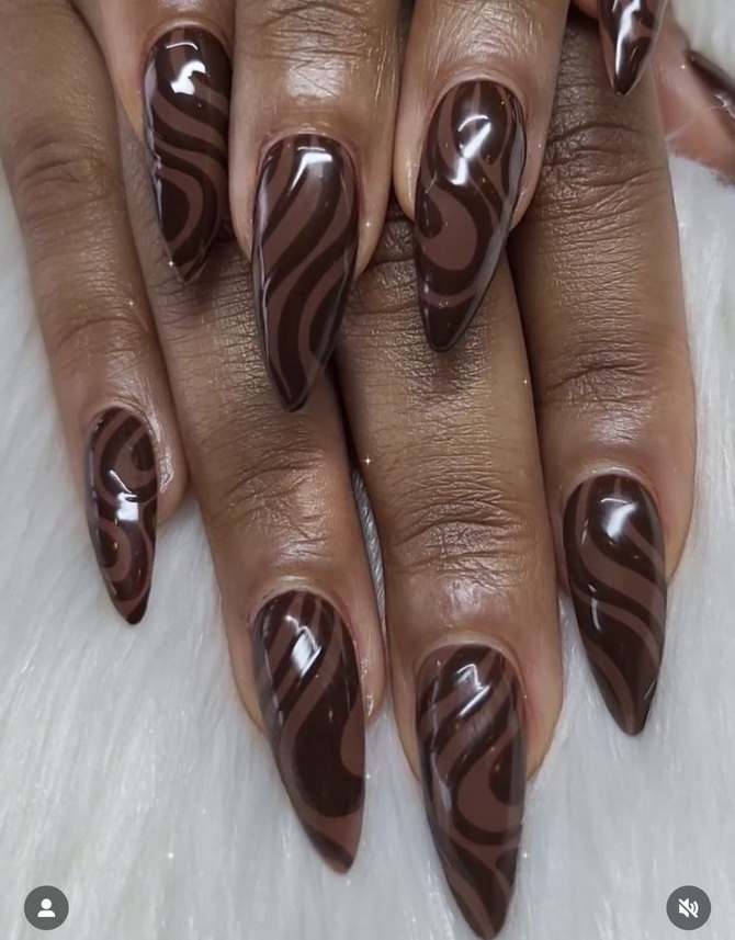 Manicure in the trendy shade Mocha Mousse: the main color of 2025 12