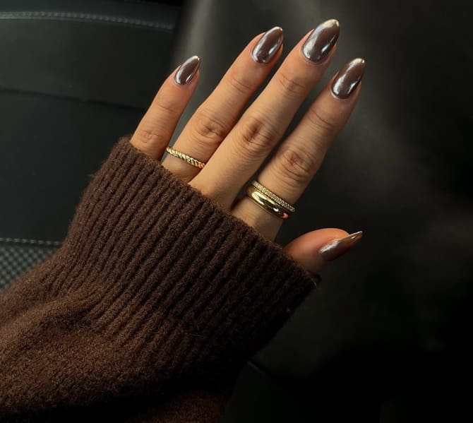 Manicure in the trendy shade Mocha Mousse: the main color of 2025 35