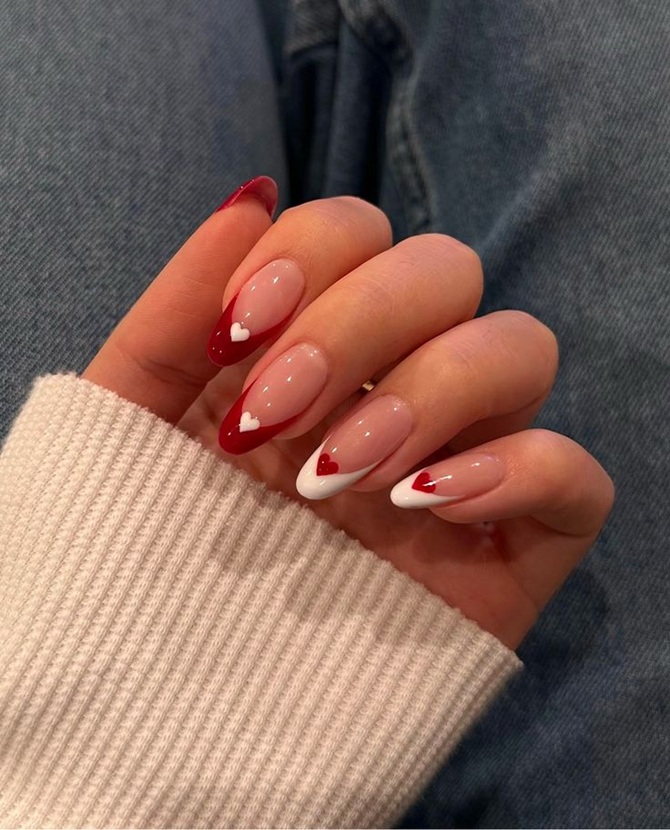 French manicure for Valentine’s Day: new ideas for French manicure in romantic motifs 12