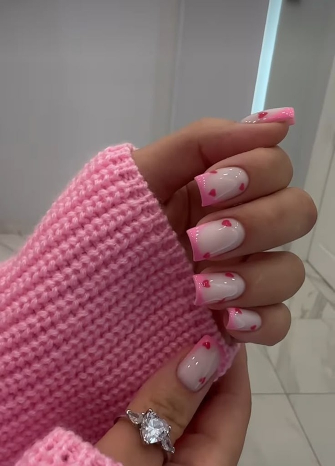 French manicure for Valentine’s Day: new ideas for French manicure in romantic motifs 13