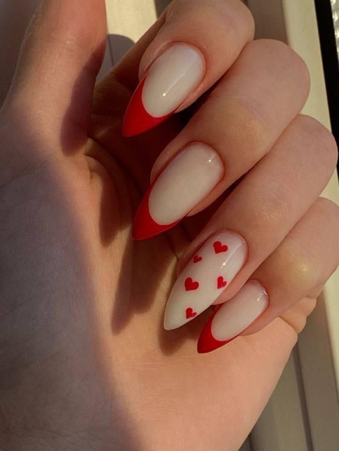 French manicure for Valentine’s Day: new ideas for French manicure in romantic motifs 3