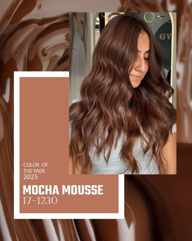 Mocha Mousse Hair Color – Fashionable Trend in Hair Coloring for 2025 1