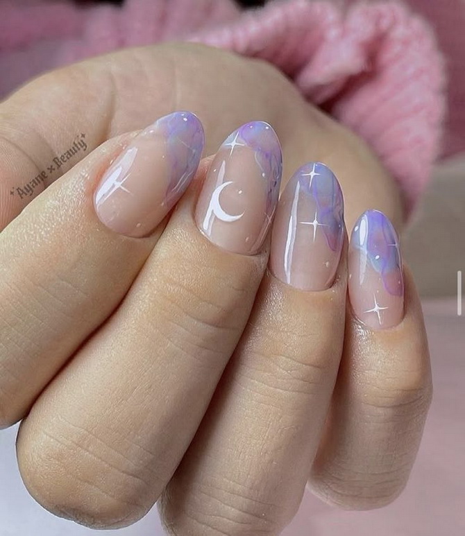 Cloud manicure: the magic of the sky on your nails 22