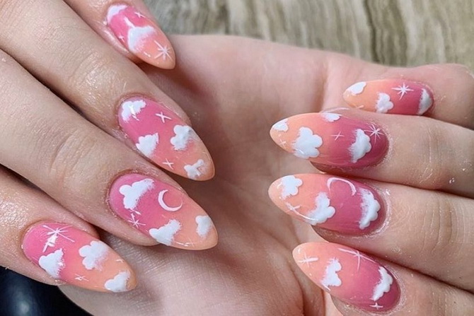 Cloud manicure: the magic of the sky on your nails 24