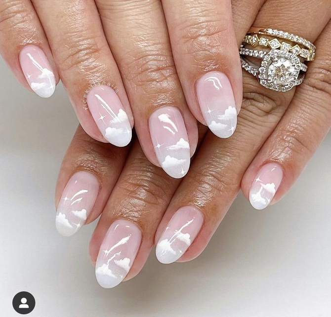 Cloud manicure: the magic of the sky on your nails 12