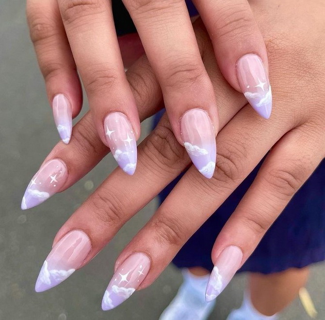 Cloud manicure: the magic of the sky on your nails 15
