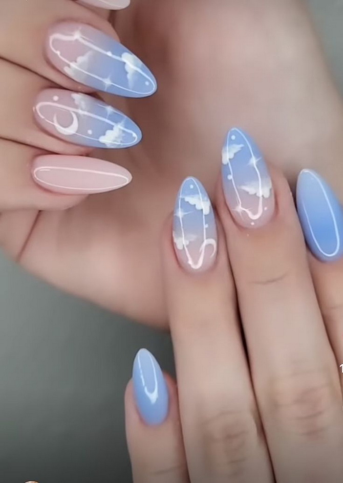 Cloud manicure: the magic of the sky on your nails 21