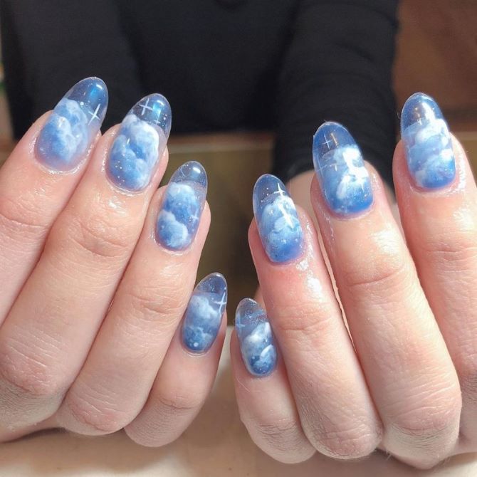 Cloud manicure: the magic of the sky on your nails 8