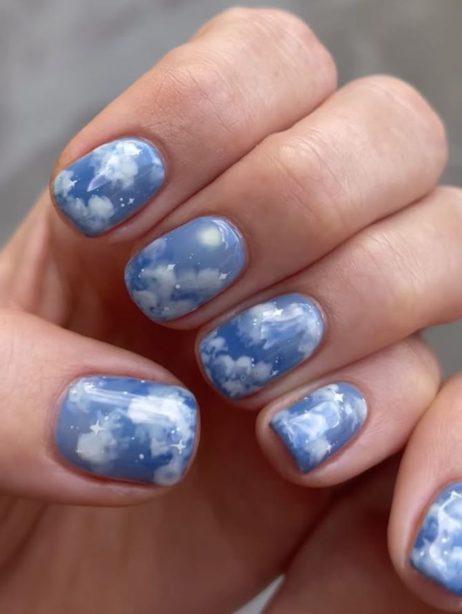 Cloud manicure: the magic of the sky on your nails 6