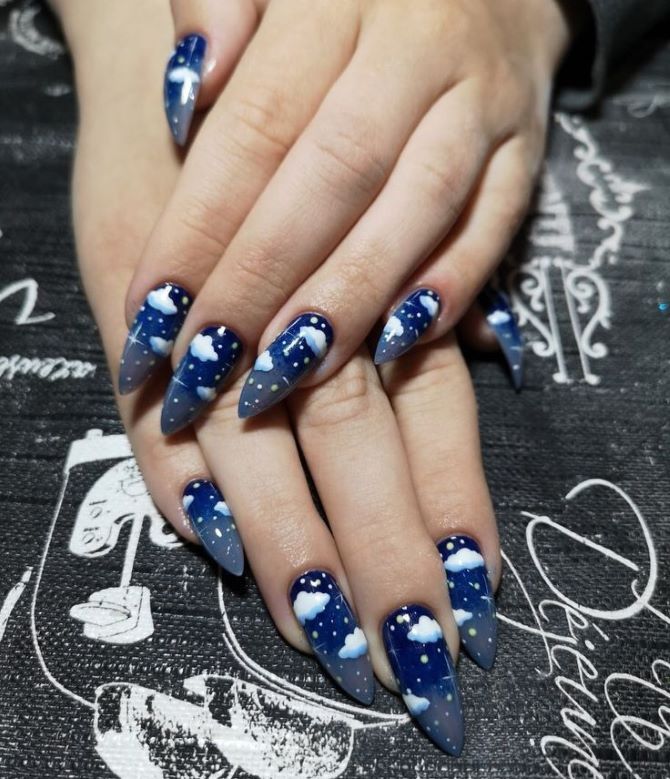 Cloud manicure: the magic of the sky on your nails 7