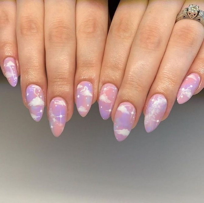 Cloud manicure: the magic of the sky on your nails 23