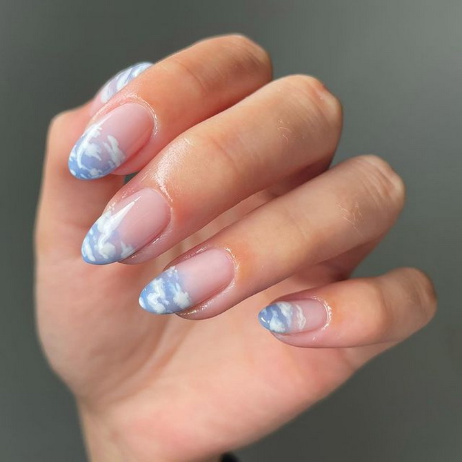 Cloud manicure: the magic of the sky on your nails 16