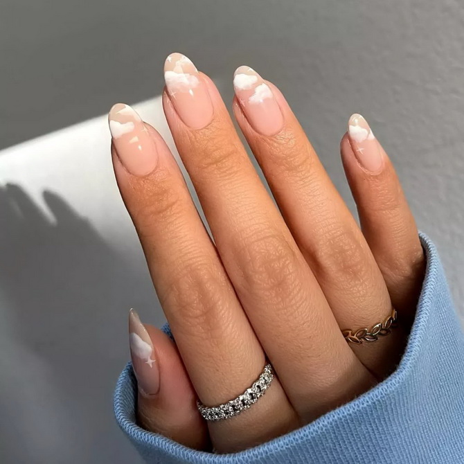 Cloud manicure: the magic of the sky on your nails 11