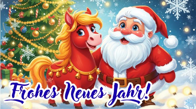 Symbol des Jahres 2026: Neujahrsbilder und Grußkarten mit einem Pferd 12