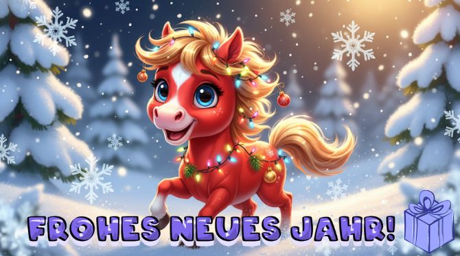 Symbol des Jahres 2026: Neujahrsbilder und Grußkarten mit einem Pferd 17