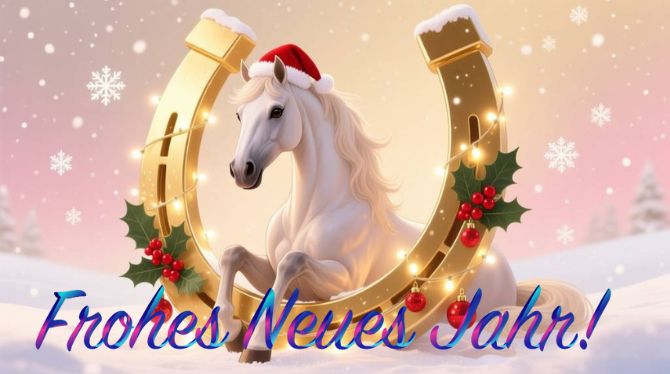 Symbol des Jahres 2026: Neujahrsbilder und Grußkarten mit einem Pferd 18