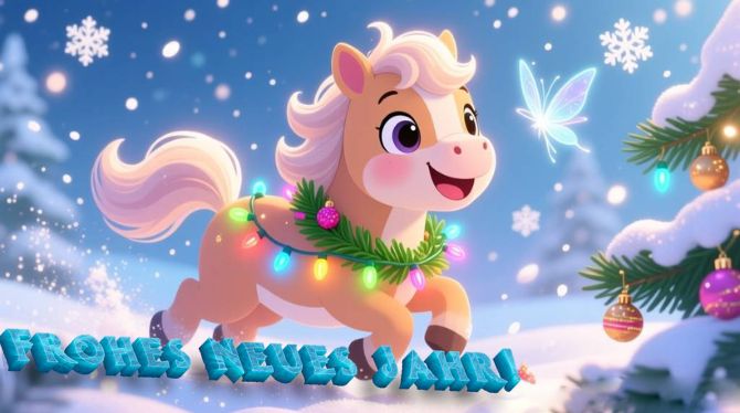 Symbol des Jahres 2026: Neujahrsbilder und Grußkarten mit einem Pferd 19