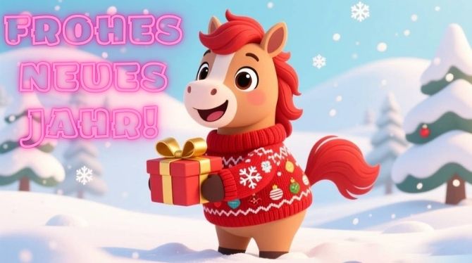 Symbol des Jahres 2026: Neujahrsbilder und Grußkarten mit einem Pferd 20