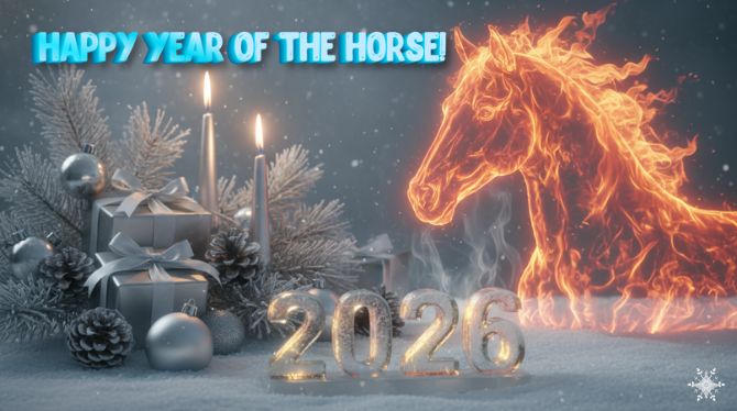 Symbol of the Year 2026: New Year Images and Cards with a Horse 3