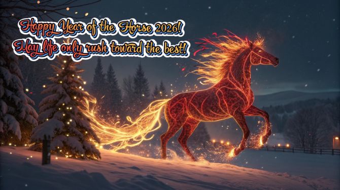 Symbol of the Year 2026: New Year Images and Cards with a Horse 8