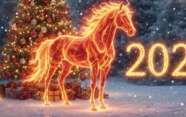 Символ 2026 года: новогодние картинки и  открытки с лошадью
