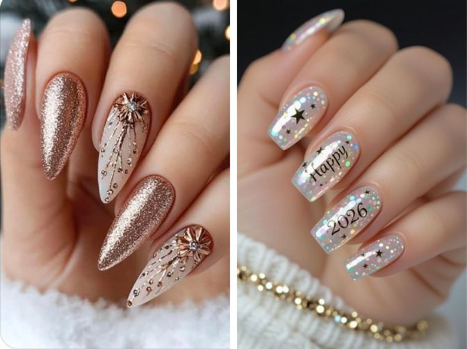 Новогодний маникюр 2026: стильные фотоидеи в год Огненной Лошади 19