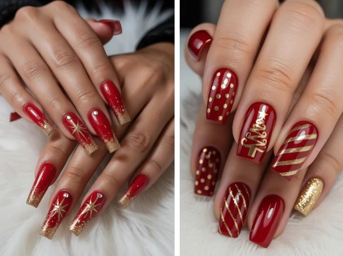 Новогодний маникюр 2026: стильные фотоидеи в год Огненной Лошади 3