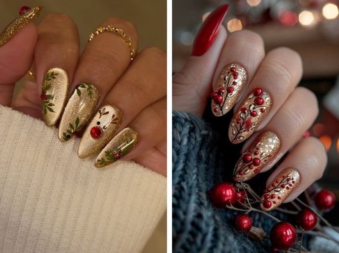 Новогодний маникюр 2026: стильные фотоидеи в год Огненной Лошади 12