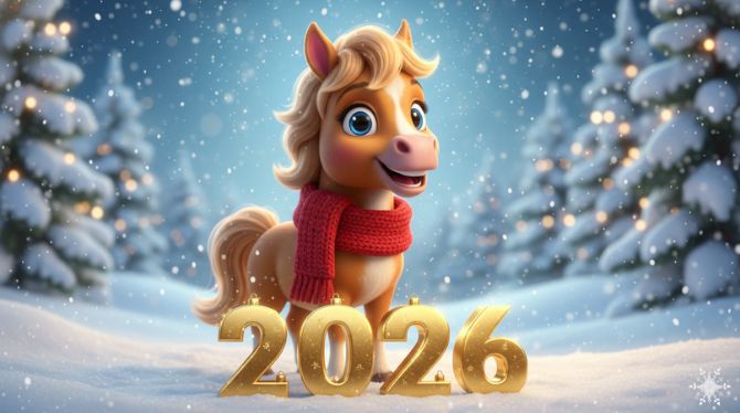 Символ 2026 года: новогодние картинки и  открытки с лошадью 11