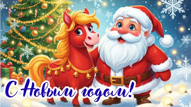 Символ 2026 года: новогодние картинки и  открытки с лошадью 12