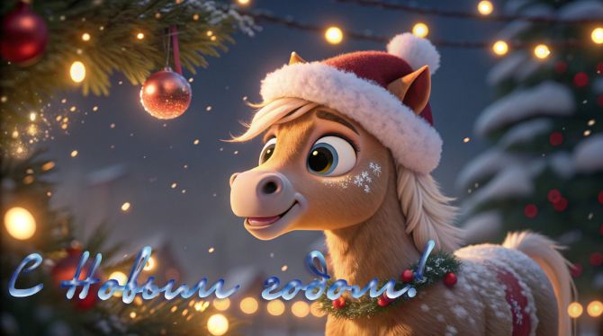 Символ 2026 года: новогодние картинки и  открытки с лошадью 15