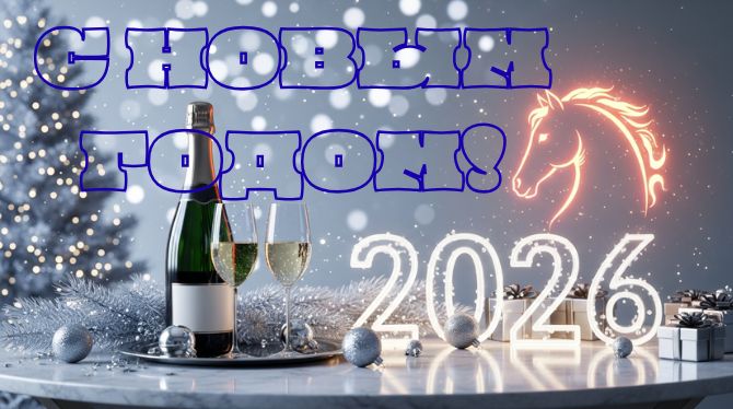 Символ 2026 года: новогодние картинки и  открытки с лошадью 7