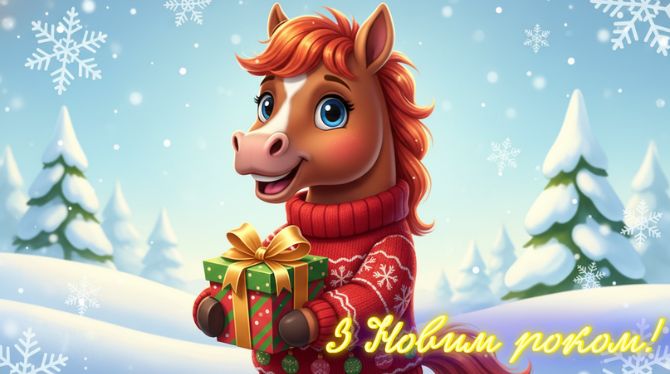 Символ 2026 року: новорічні картинки та листівки з конем 13