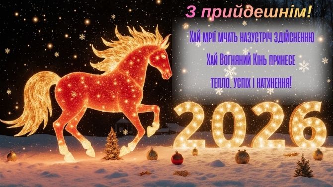 З прийдешнім Новим роком 2026: красиві привітання на рік Коня 13