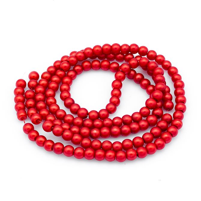 Жемчуг Бусины Стеклянные, Матовые, Круглые, Цвет: Красный