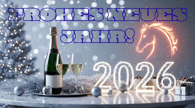 Symbol des Jahres 2026: Neujahrsbilder und Grußkarten mit einem Pferd 7
