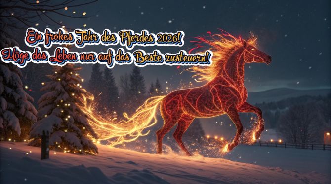 Symbol des Jahres 2026: Neujahrsbilder und Grußkarten mit einem Pferd 8