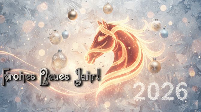 Symbol des Jahres 2026: Neujahrsbilder und Grußkarten mit einem Pferd 10
